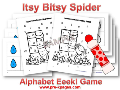 Fun Itsy Bitsy Spider Printable Alphabet Identification Game 