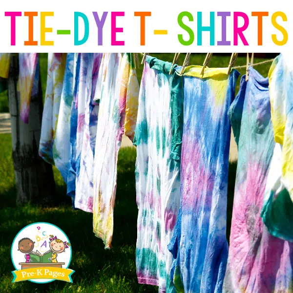tie-dye-t-shirts hanging on clothesline