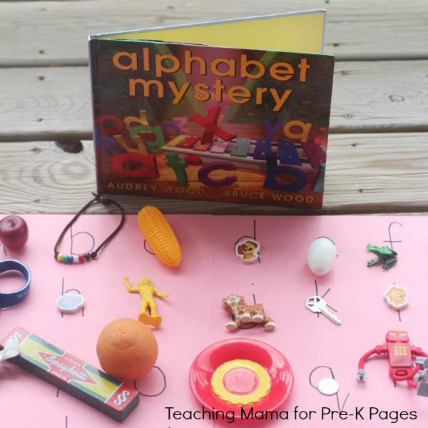 alphabet mystery book and materials for scavenger hunt