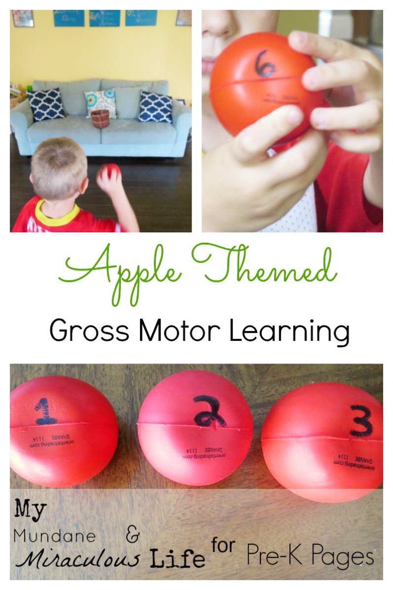 Apple Themed Gross Motor Learning for preschool