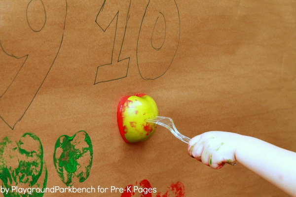 Using fork and apple in paint to create Number Line For Classroom Wall