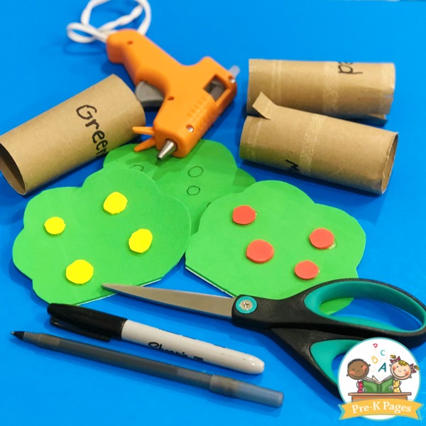 apple sensory bin supplies