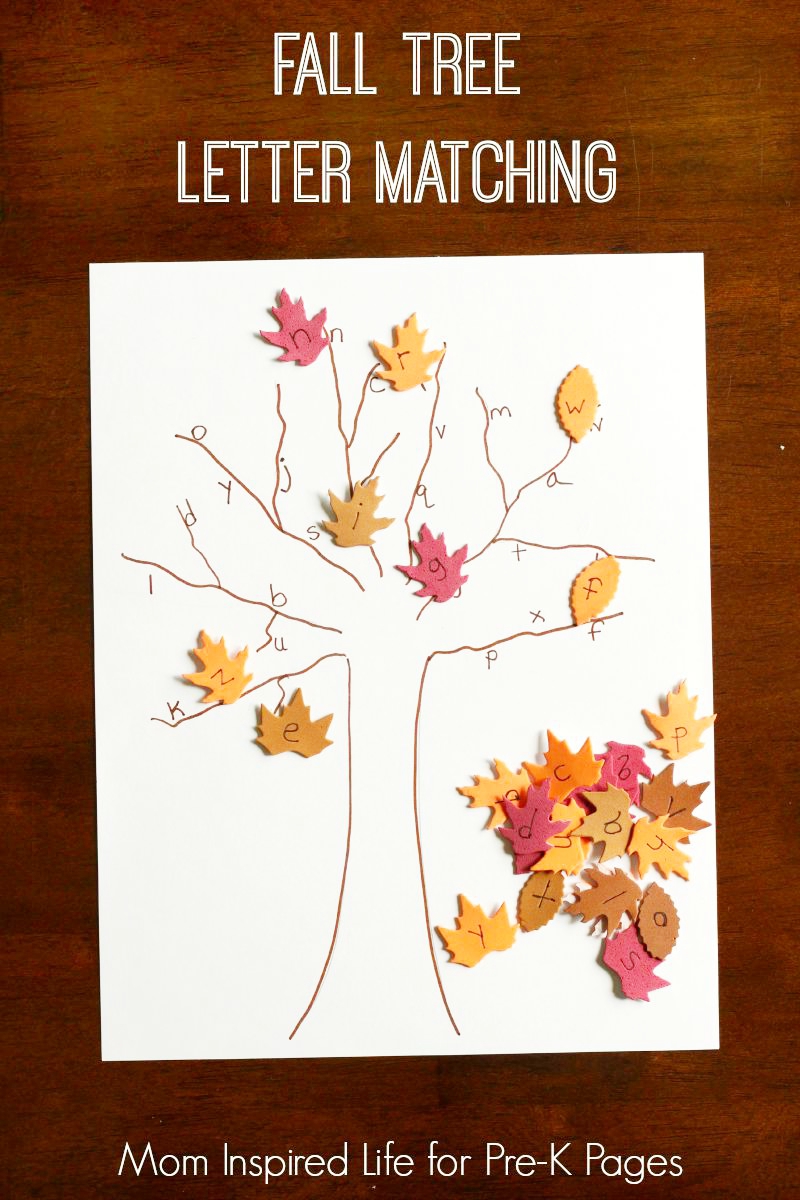 Fall Tree Letter Matching Activity for preschool