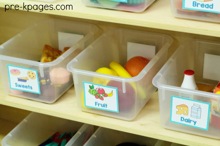 Organize Food in the Dramatic Play Center with Printable Labels