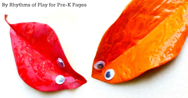 painted leaves with eyes