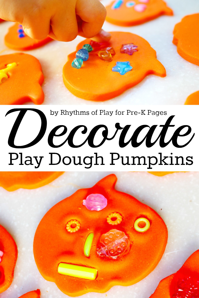 Decorate Play Dough Pumpkins for preschool