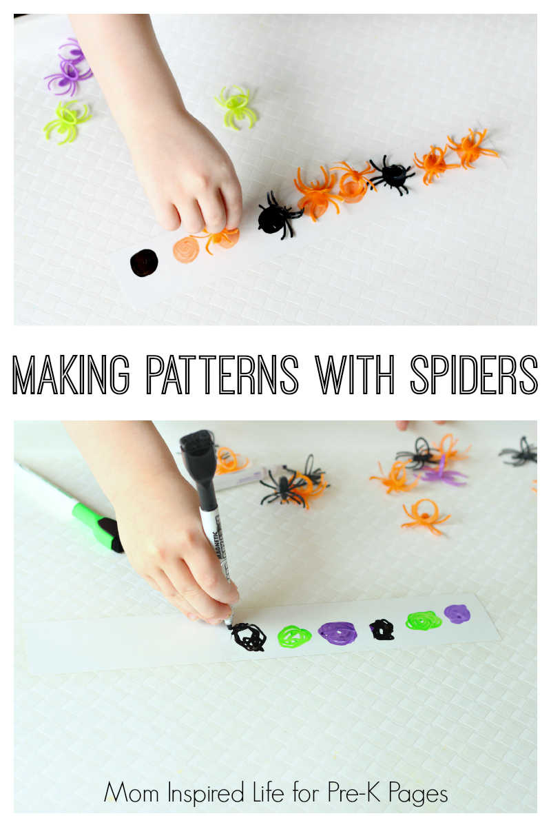 making patterns with spiders for preschool