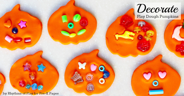 Play dough pumpkins with beads