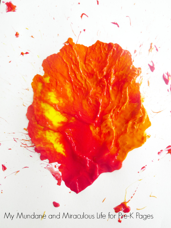 paint splotch on paper for weather process art activity