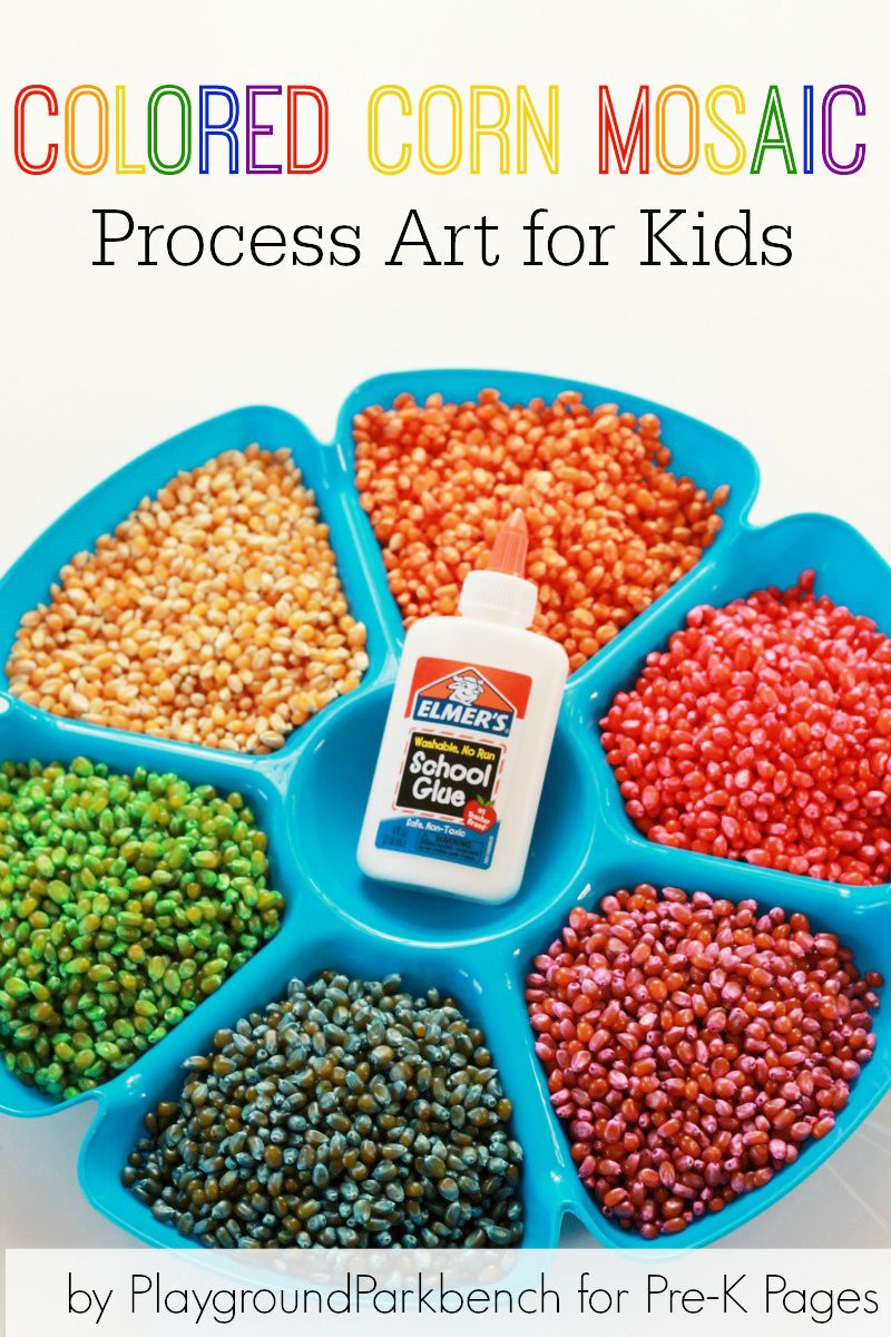 Colored Corn Mosaic Process Art for Preschool