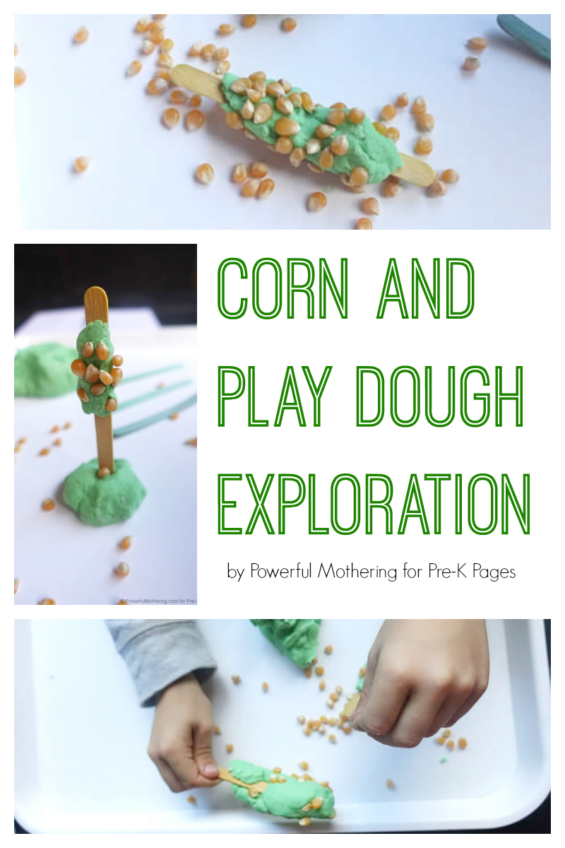 corn and play dough exploration for preschool