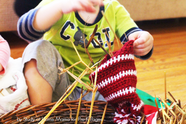scarecrow stuff hay sensory bin