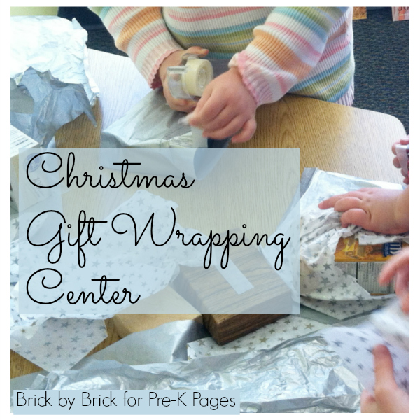 Christmas gift wrapping center for preschool