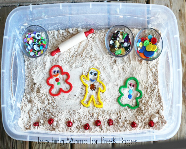 gingerbread men cloud dough bin