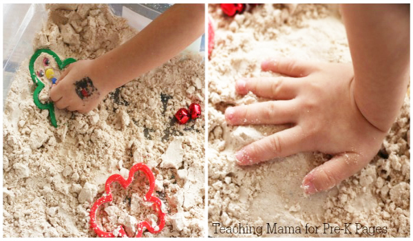 playing with gingerbread cloud dough