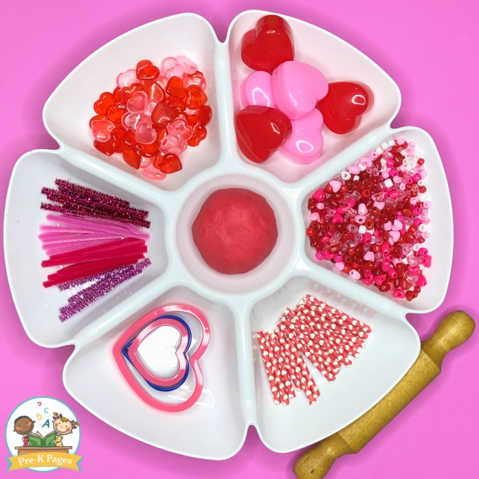 Valentines Day Play Dough Tray