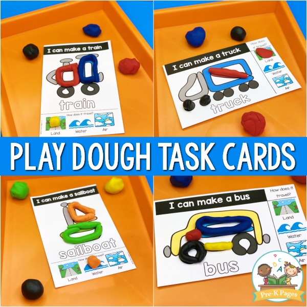 Transportation Play Dough Task Cards