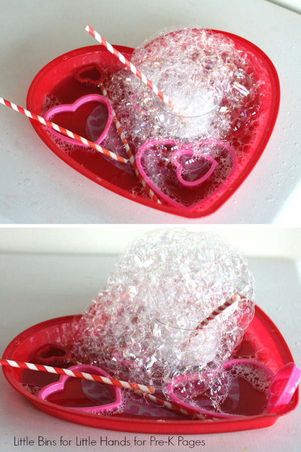 bubble towers in a heart shaped dish