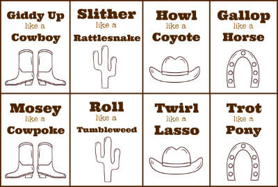cowboy cards for gross motor activity