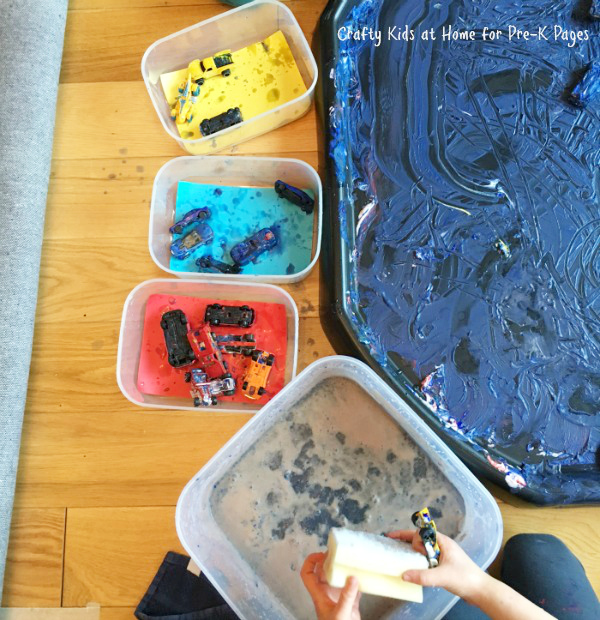 cars in different buckets of different colors