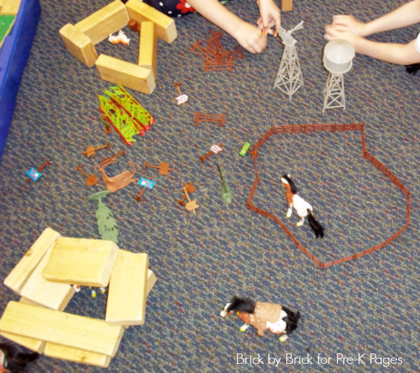 western farm blocks horses preschool