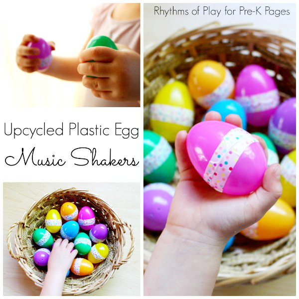 Upcycled plastic egg music shakers for preschool