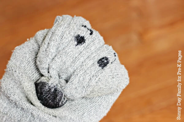 finished mole puppet for spring story