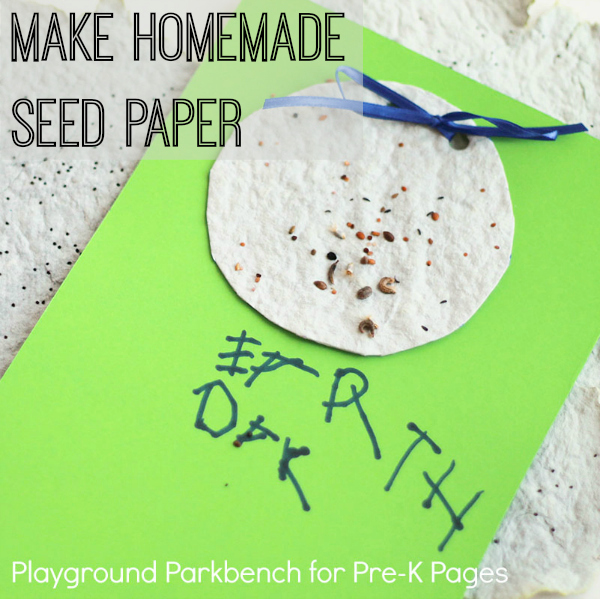 homemade seed paper for earth day preschool