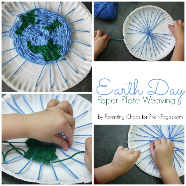 earth day paper plate weaving craft