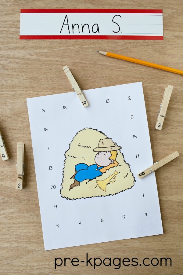 Little Boy Blue Number Clothespin Game