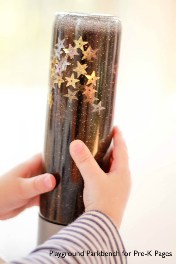 Star Gazing Discovery Bottle tipped upside down