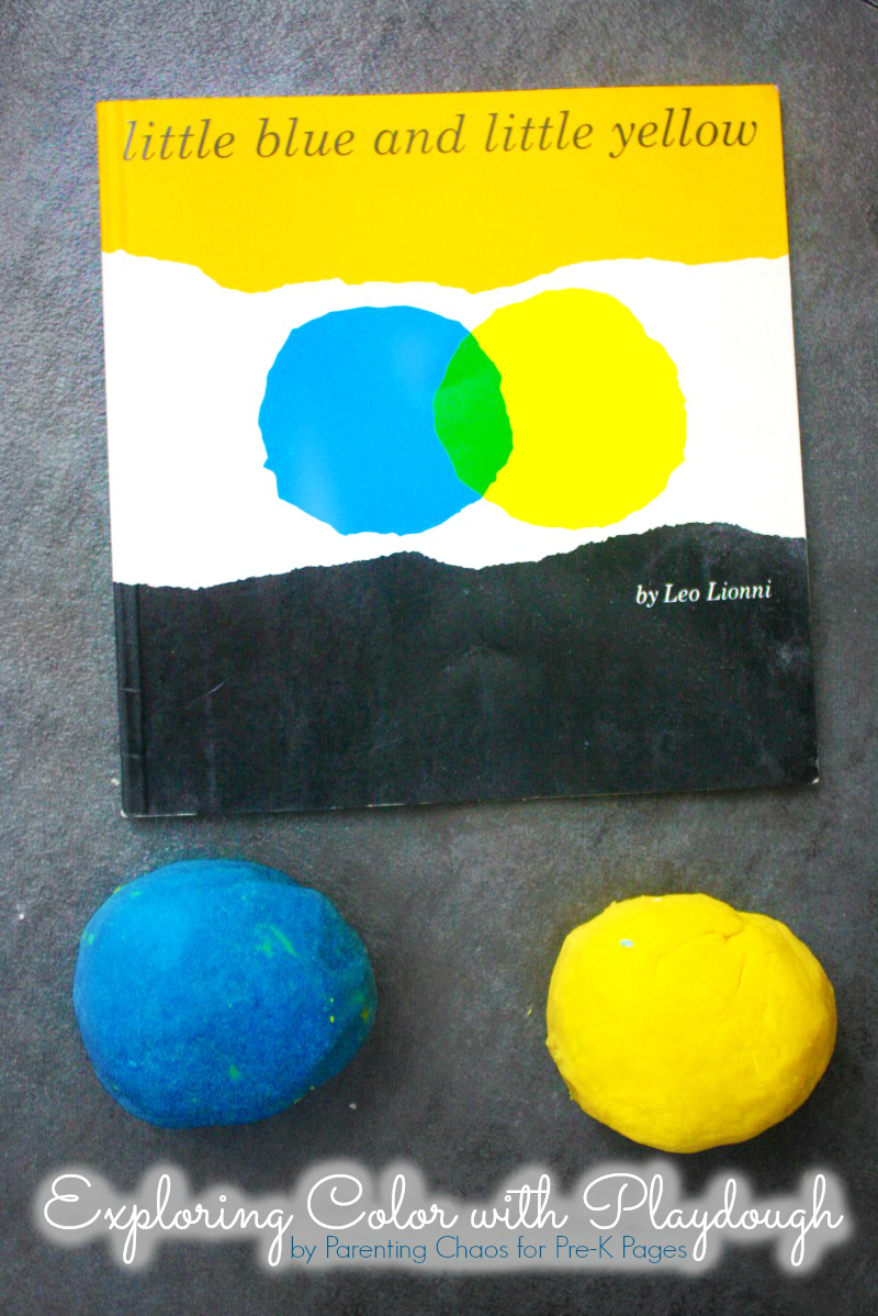Little blue and little yellow book and two balls of play dough
