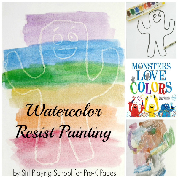 Monsters Love Colors Watercolor Resist activity