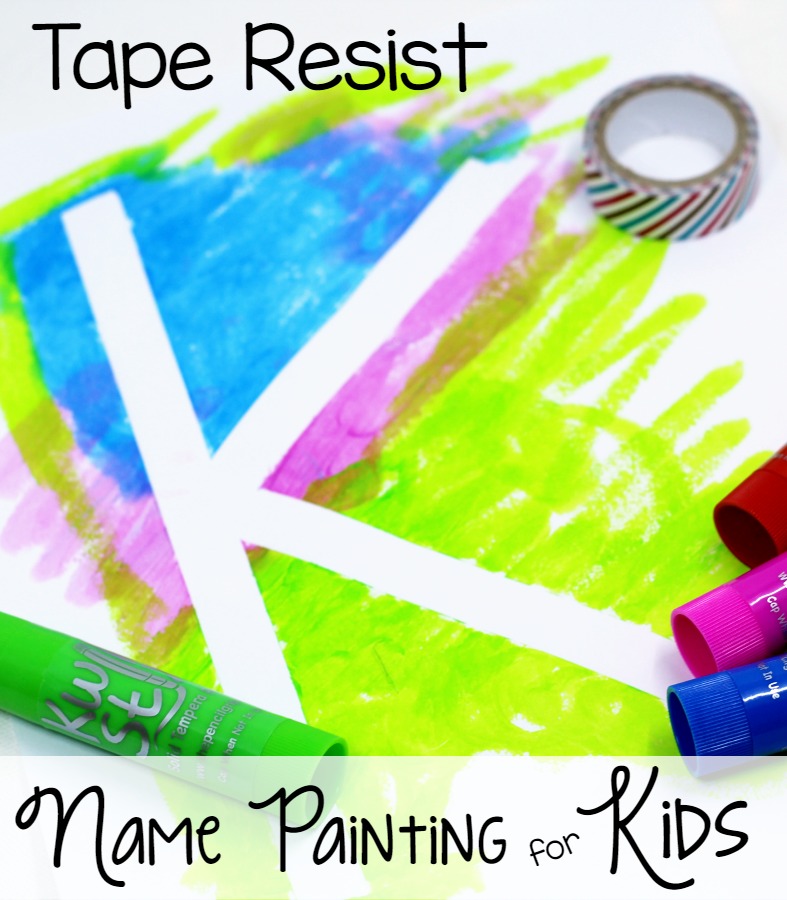 Tape Resist Name Paintings for Kids - Pre-K Pages