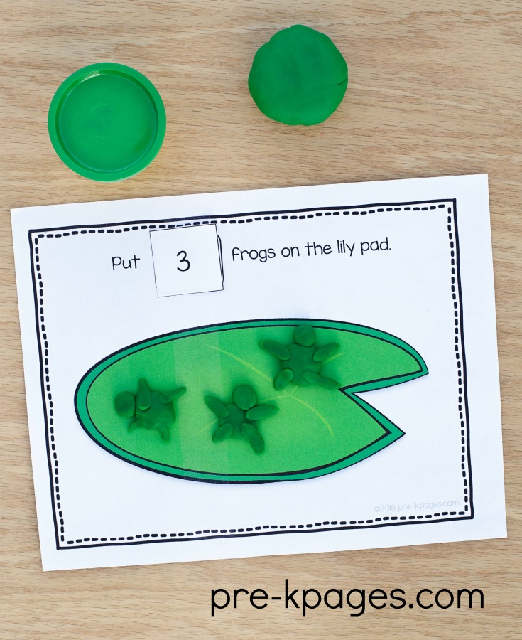 Printable Pond Theme Counting Play Dough Mats for Preschoolers