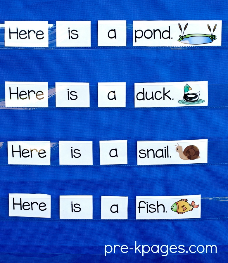 Printable Pond Theme Pocket Chart Sentences
