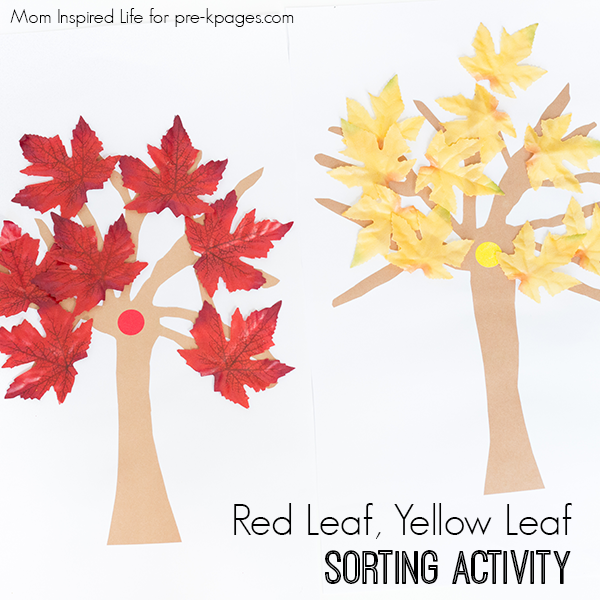 leaf sorting activity for preschool