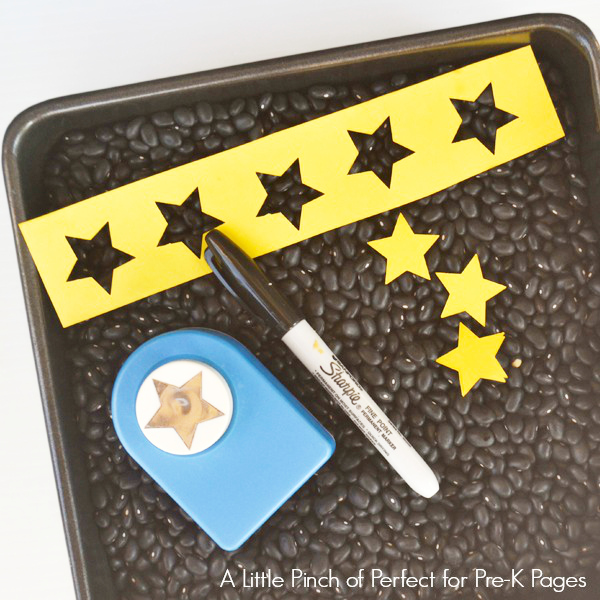 materials for alphabet stars sensory bin