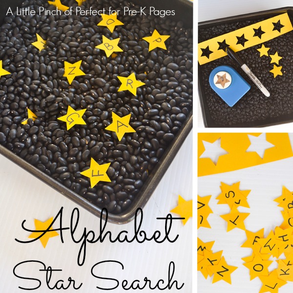 alphabet nighttime sensory bin prek