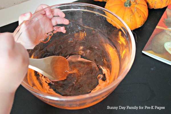 pumpkin soup mixing in bowl