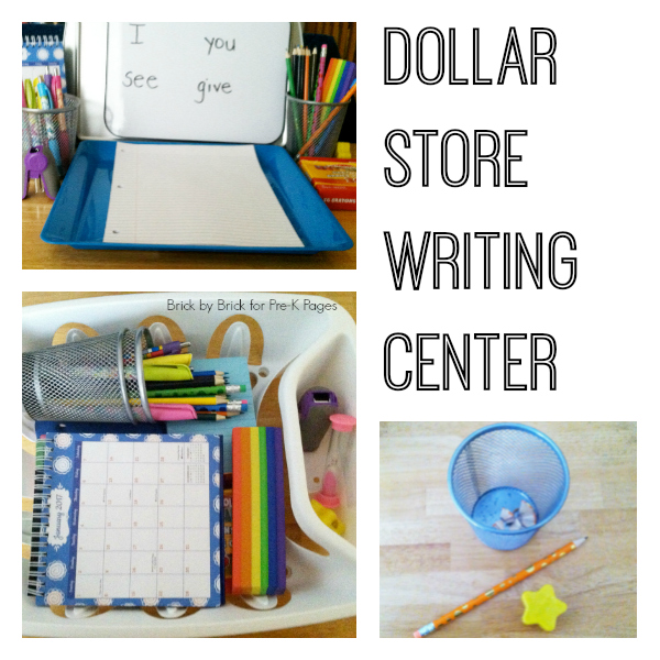 dollar store writing center for pre-k