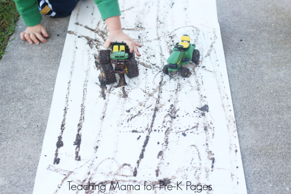 tractors mud painting preschool