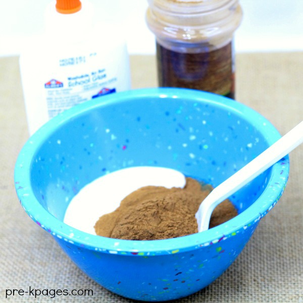 Mixing Ingredients for Cinnamon Applesauce Ornaments