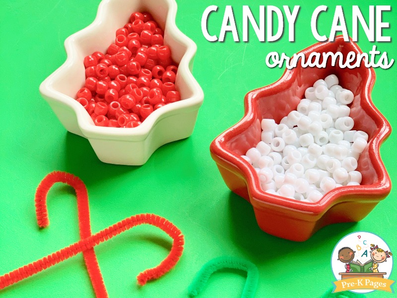 Pipe Cleaner Candy Cane Ornaments for Preschool
