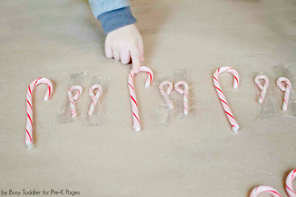 candy canes lined up in a pattern