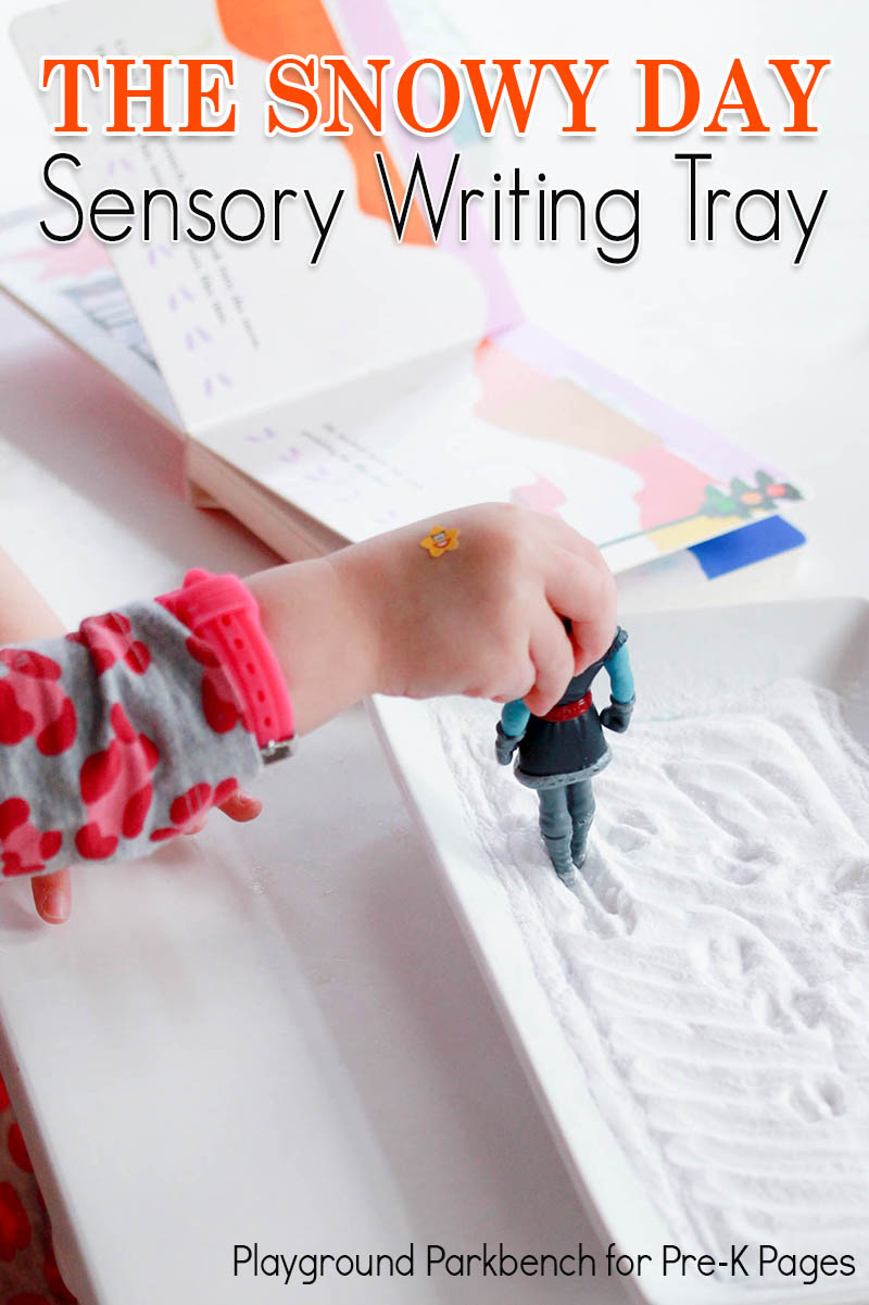 Snowy Day Sensory Writing Tray for preschoolers