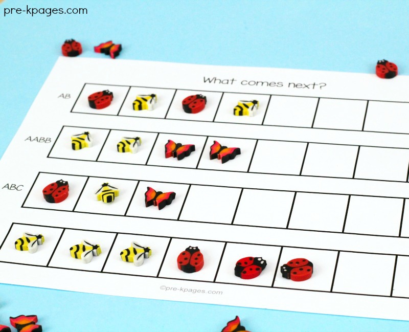 Printable Mini Eraser Insect Patterning Activity