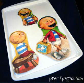 repurposed book retelling magnet board