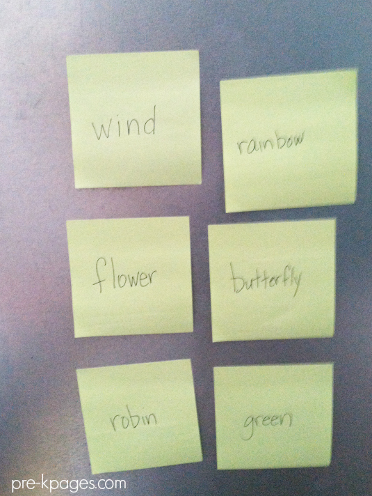 spring poem word list pre-k