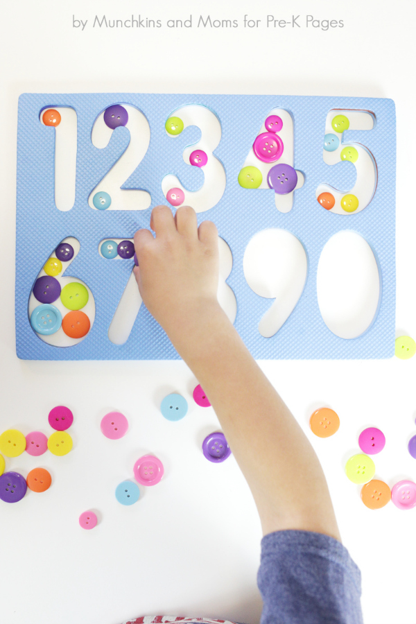 math center activity counting buttons
